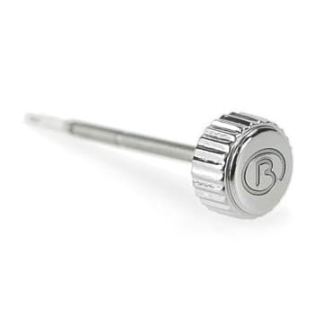 Aufzugskrone mit Logo &quot;B&quot; mit Aufzugswelle für Gehäuse 020, 090, 100, 110, 150, 160, 350, 650, 670, poliert (67ku3/B/II)