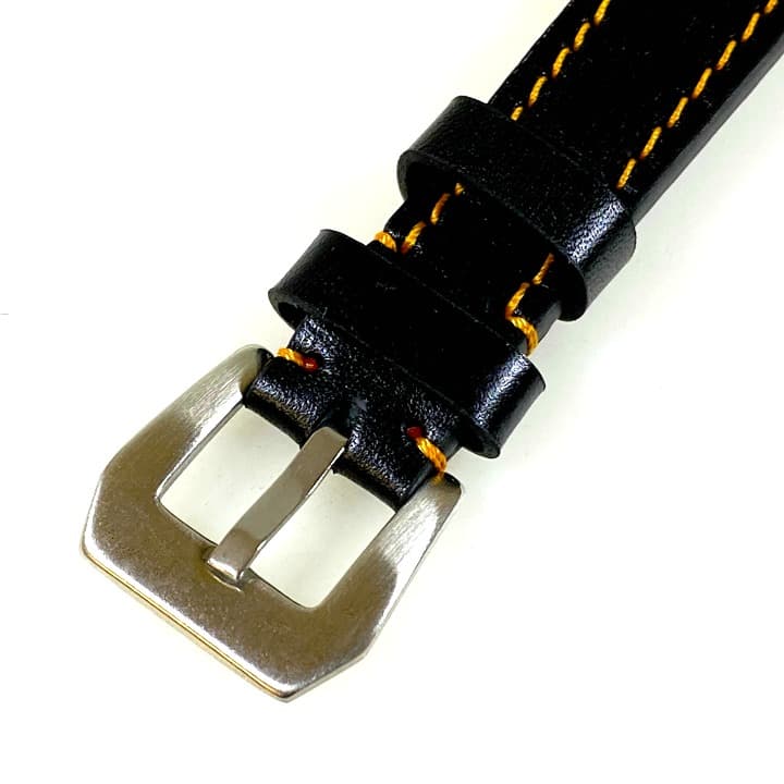 22mm VOSTOK, strap AVIATOR, calfskin, black, orange stitched (LD22-07) - 3