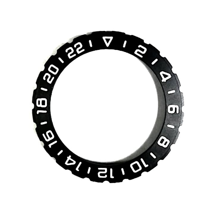 24Std.-Lünette VOSTOK KOMANDIRSKIE mit Feder, schwarz PVD, SuperLumiNova (65k-5/2)