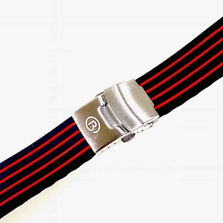22mm VOSTOK silicone strap, black with red stripes (PUS06-22mm) - 3