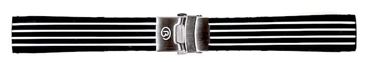 22mm VOSTOK Armband, Silikon, schwarz mit weißen Streifen (PUS09-22mm)