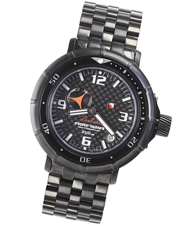 VOSTOK AMFIBIA TURBINA, carbon dial, day&night, PVD black (236700) - 1