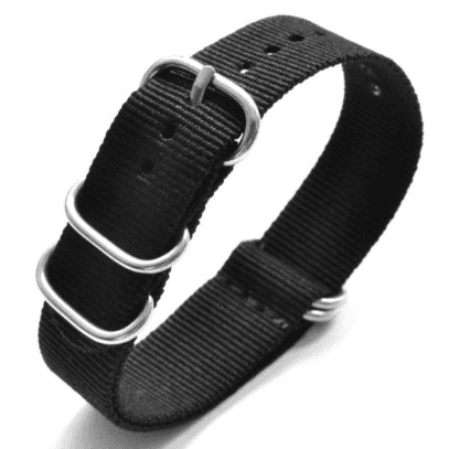 22mm ZULU Armband Nylon Schwarz (ZULU03-22mm)