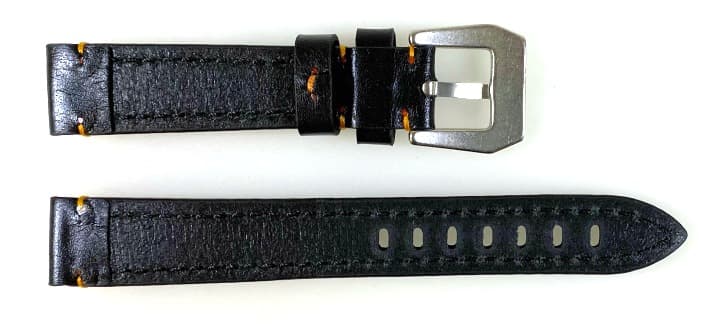 22mm VOSTOK, strap AVIATOR, calfskin, black, orange stitched (LD22-07) - 2