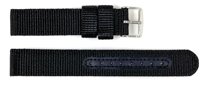 22mm Armband Nylon schwarz zweiteilig mit Dornschließe