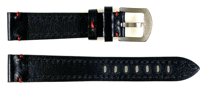 18mm VOSTOK, strap AVIATOR, calfskin, black, red stitched (LD18-06) - 2