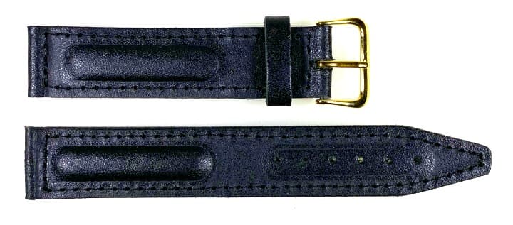 18mm, VOSTOK leather strap, black, gilded pin buckle (LD18-02) - 3