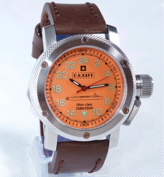 &quot;US NAVY OHIO CLASS&quot; - 24-Std.-Automatikuhr von TRIUMPH mit VOSTOK - Werk, Edelstahl, ø47mm 2431.01 TRI-US.Navi.2