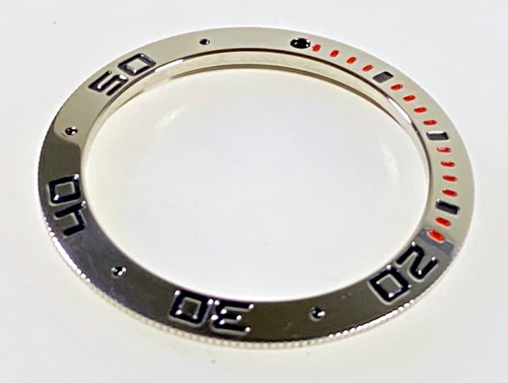 Bezel for VOSTOK AMPHIBIA watches, stainless steel, polished, red seconds (71K-12) - 2