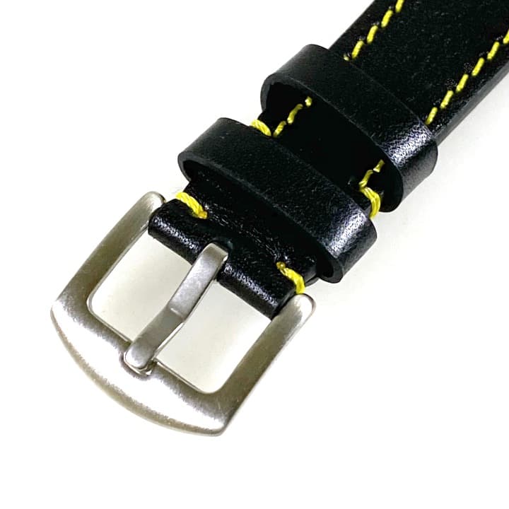 20mm VOSTOK, strap AVIATOR, calfskin, black, yellow stitched (LD20-03) - 3
