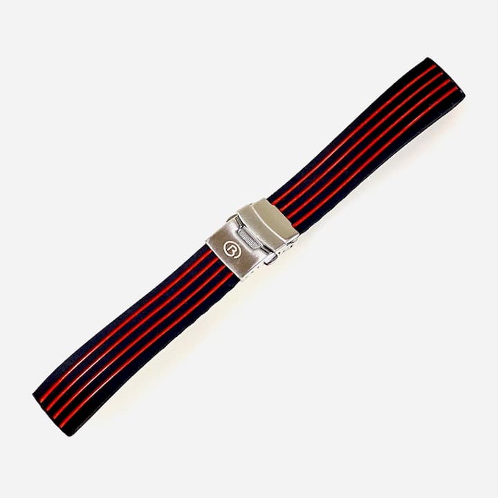 22mm VOSTOK silicone strap, black with red stripes (PUS06-22mm) - 2