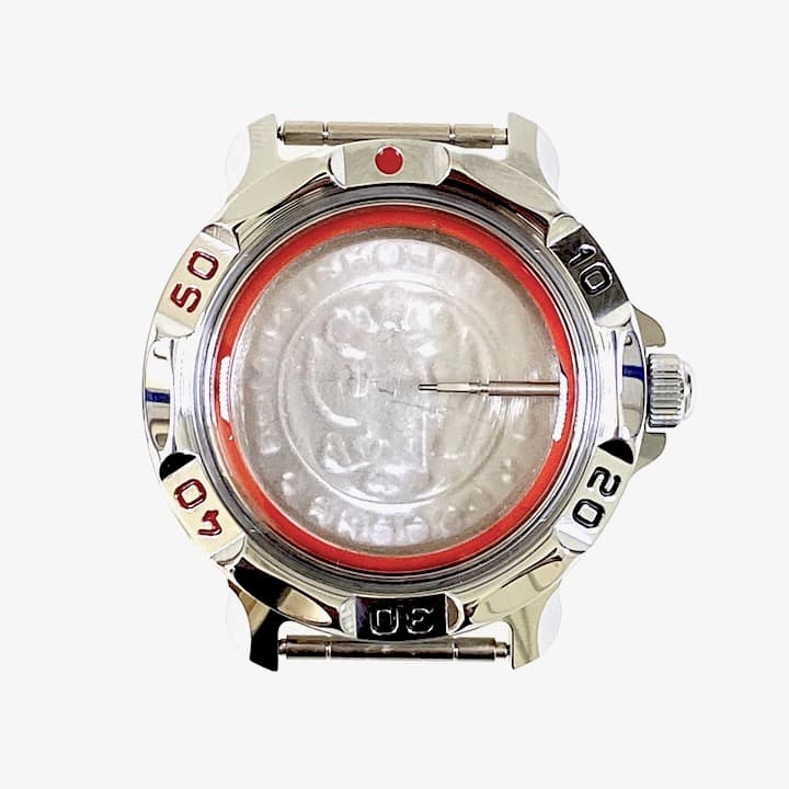 Gehäuse 811 für VOSTOK KOMANDIRSKIE Uhren von VOSTOK, verchromt, poliert, komplett 811ksb 
