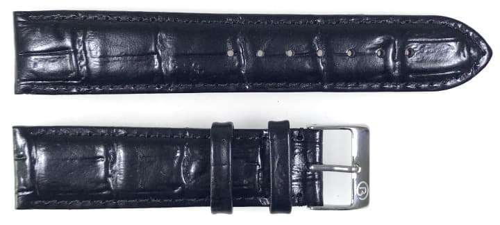 20mm originales VOSTOK Lederarmband, schwarz (LD20-01)