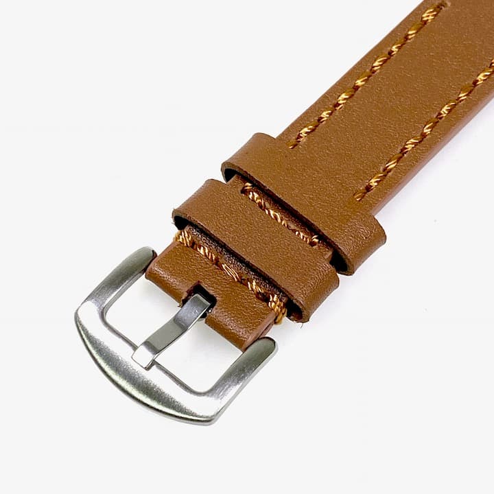 20mm Vostok, Armband AVIATOR, Kalbsleder, braun, braun gesteppt (LD20-12) - 2