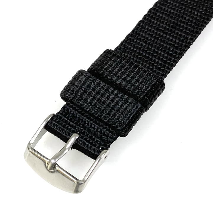 22mm Bracelet Nylon Black two-piece with Pin Buckle - 3