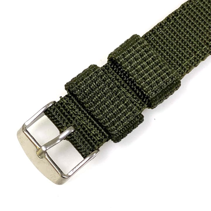 22mm bracelet nylon military green two-piece with pin buckle - 3