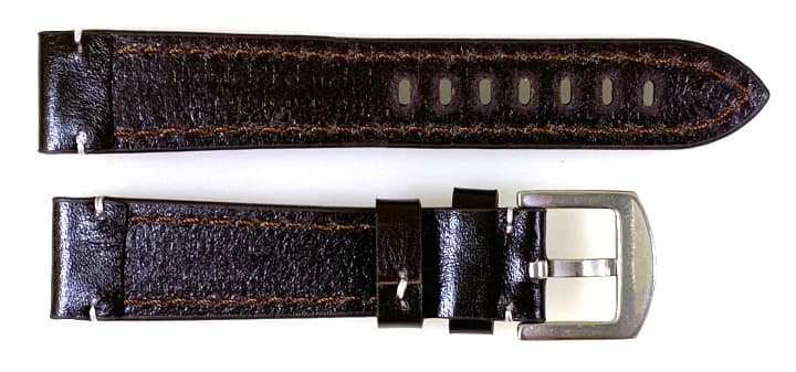 20mm VOSTOK, strap AVIATOR, calfskin, dark brown, white stitched (LD20-11) - 2