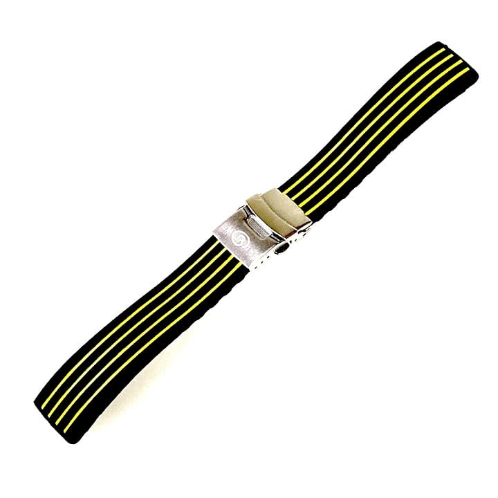 22mm VOSTOK silicone strap, black with yellow stripes (PUS10-22mm) - 2
