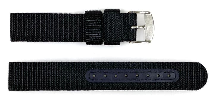 22mm Bracelet Nylon Black two-piece with Pin Buckle - 2