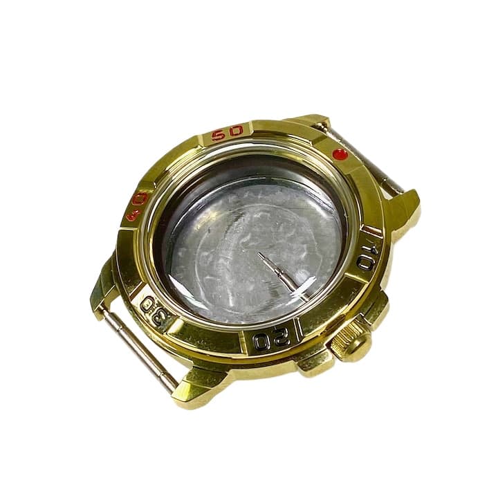 Gehäuse 439 für VOSTOK KOMANDIRSKIE Handaufzugsuhren, Titannitrid beschichtet, poliert, komplett  439ksb - 2