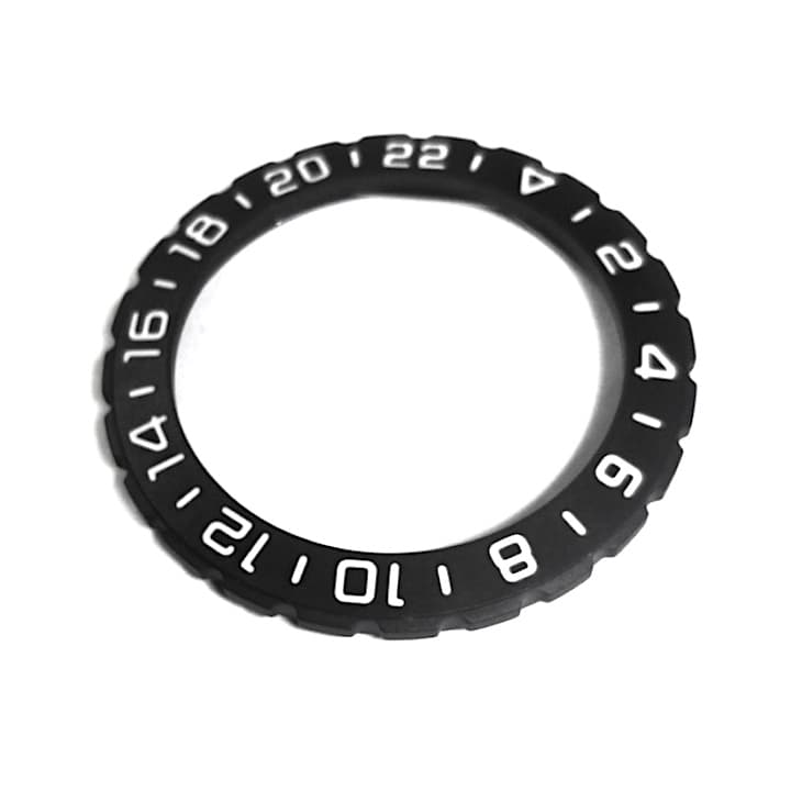 24Std.-Lünette VOSTOK KOMANDIRSKIE mit Feder, schwarz PVD, SuperLumiNova (65k-5/2) - 2