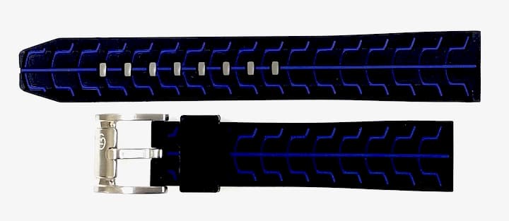 22mm VOSTOK Armband SPORT, Silikon, schwarz / blau (PUS04-22mm)