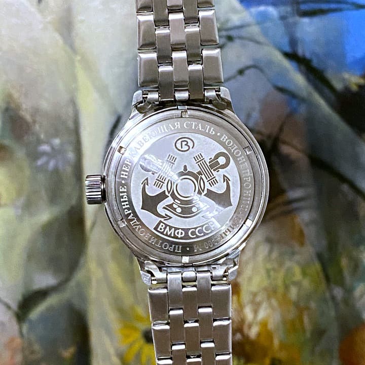 Edelstahlboden Russische Kriegsmarine für AMPHIBIA und KOMANDIRSKIE Uhren von VOSTOK, Edelstahl, 200m, wasserdicht 71k-2 Kriegsmarine - 3