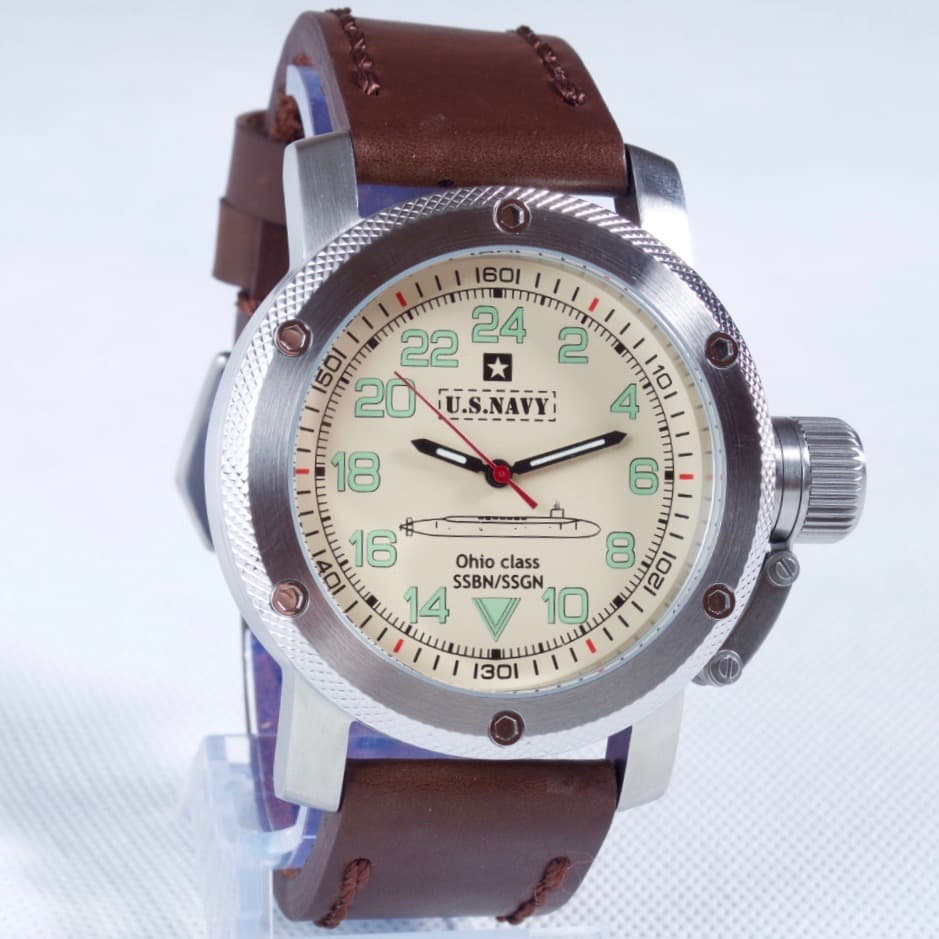 &quot;US NAVY OHIO CLASS&quot; - 24-Std.-Automatikuhr von TRIUMPH mit VOSTOK - Werk, Edelstahl, ø47mm 2431.01 TRI-US.Navi.4