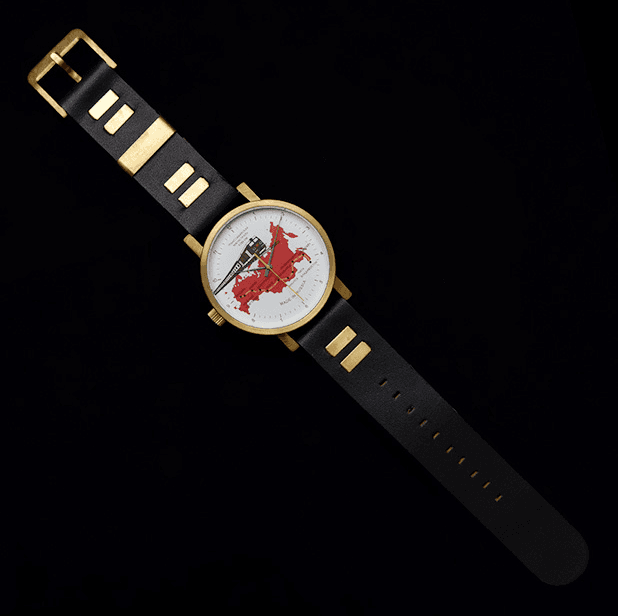 TRANSSIB Russian Automatic watch by UMNYASHOV, brass, glass bottom, brushed, ø50mm - 2