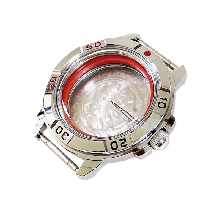 Gehäuse 431 für VOSTOK KOMANDIRSKIE Handaufzugsuhren, verchromt, poliert, komplett 431ksb - 2