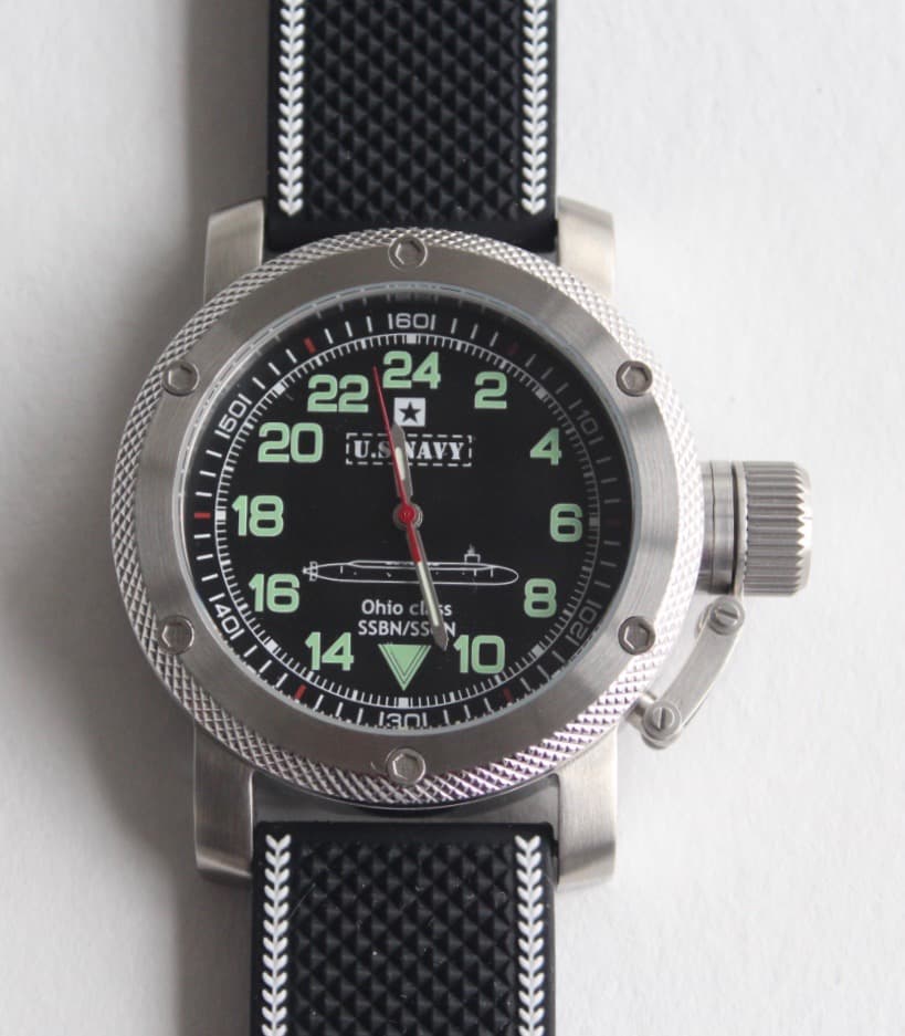 &quot;US NAVY OHIO CLASS&quot; - 24-Std.-Automatikuhr von TRIUMPH mit VOSTOK - Werk, Edelstahl, ø47mm 2431.01 TRI-US.Navi.1
