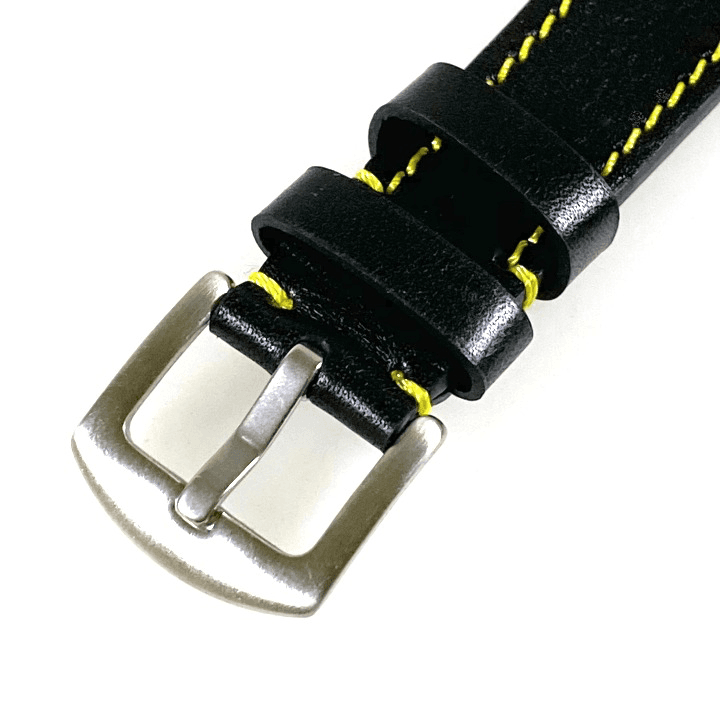 22mm VOSTOK, strap AVIATOR, calfskin, black, yellow stitched (LD22-03) - 3