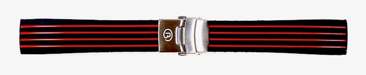 22mm VOSTOK Armband, Silikon, schwarz mit roten Streifen (PUS06-22mm)